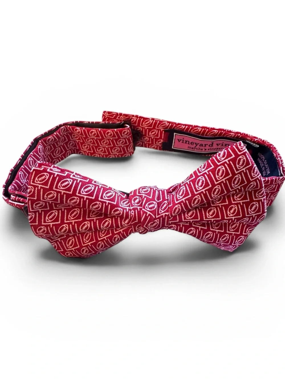 Vineyard Vines Boys Football Bow Tie, Pre-Tied, Red & White